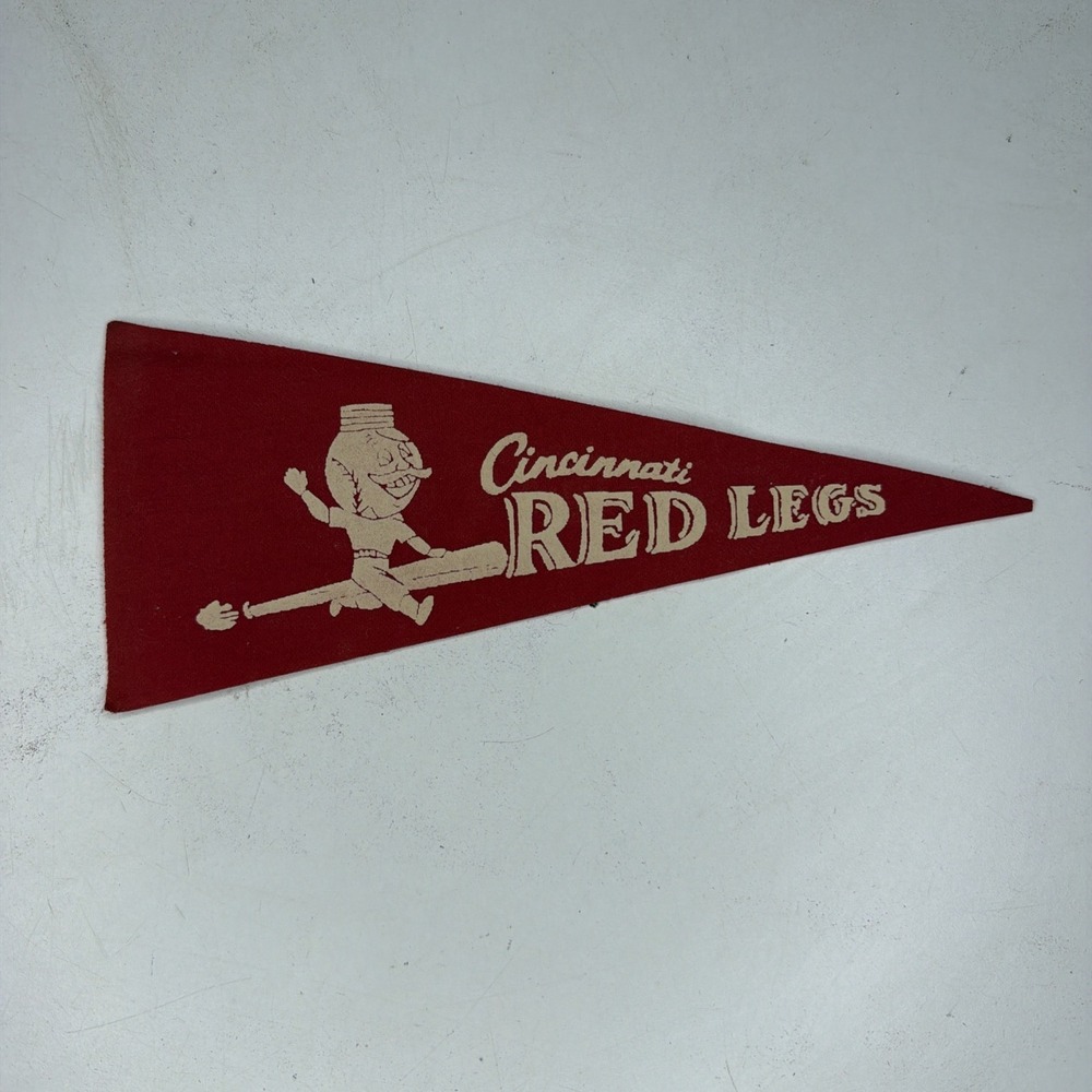 Vintage Cincinnati Reds Red Legs Baseball Mlb 3.75x9 Mini Pennant Flag Rare